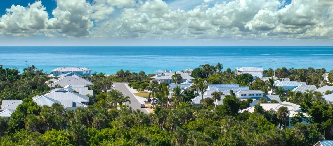 Aerial view of a beautiful beachside community in Vero Beach Florida